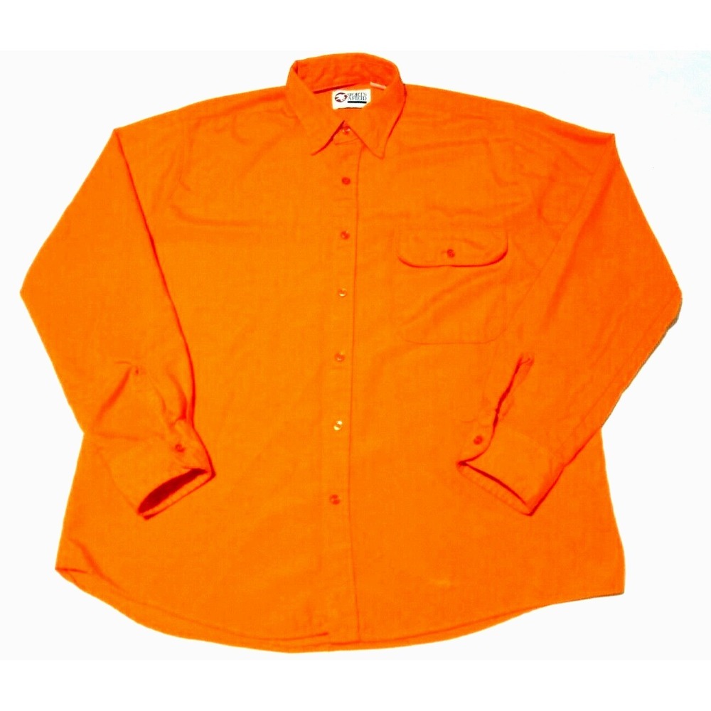 Sports Afield Mens Large‎ Blaze Orange Flannel Acrylic Hunting Shirt USA